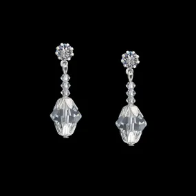 Crystal Bead Earrings with Silver Caps