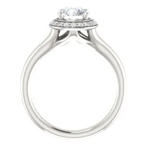 Cubic Zirconia Engagement Ring- The Bebi (Customizable Cathedral-Halo Round Cut Design with Wide Split Band)