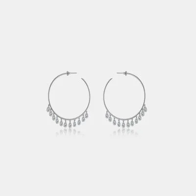 Dangle Waterdrops Hoop Earrings Inlaid Zircon 925 Sterling Silver Luxury Statement Big Hoop Earrings