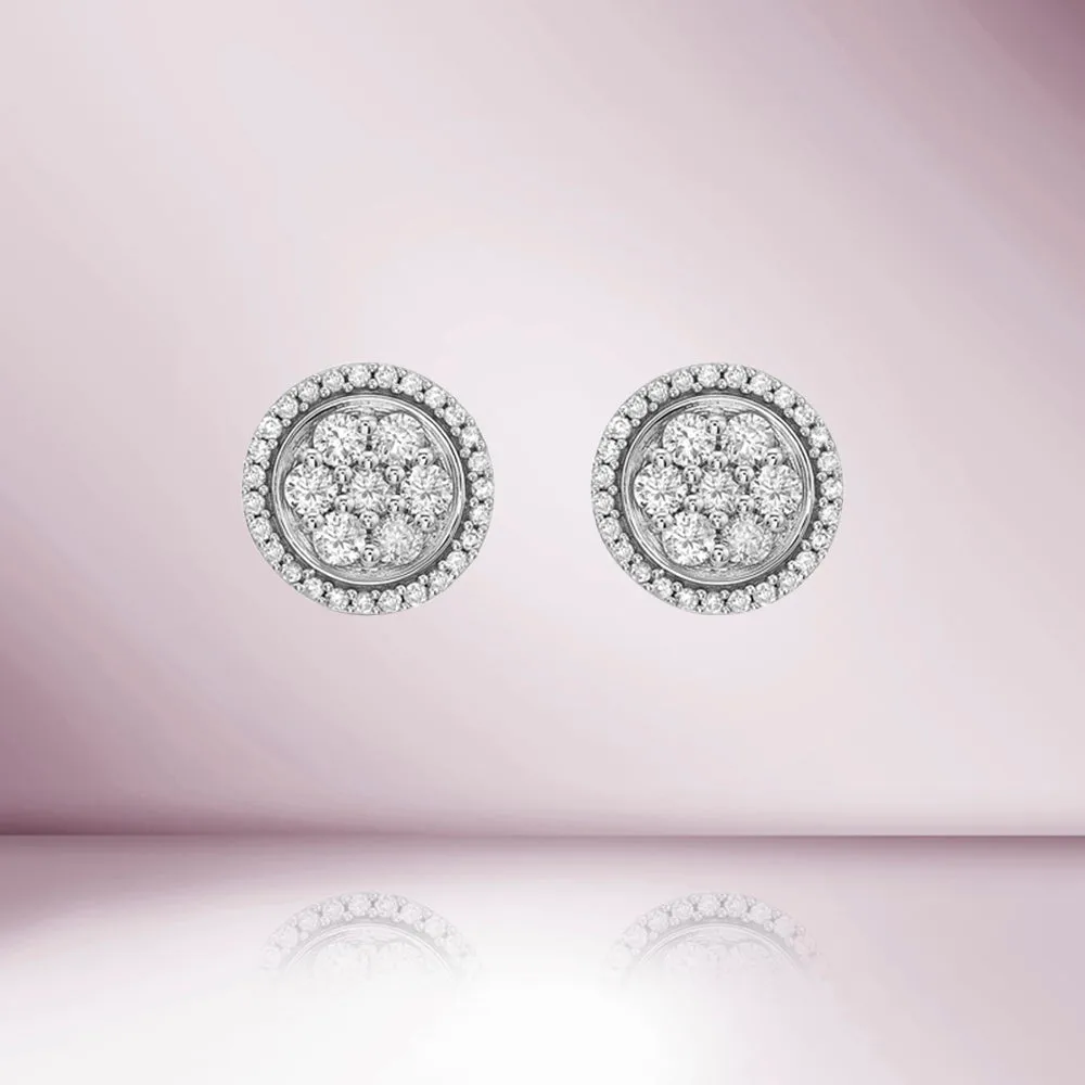 Diamond Halo Round Shape Studs Earrings (0.75 ct.) in 14K Gold