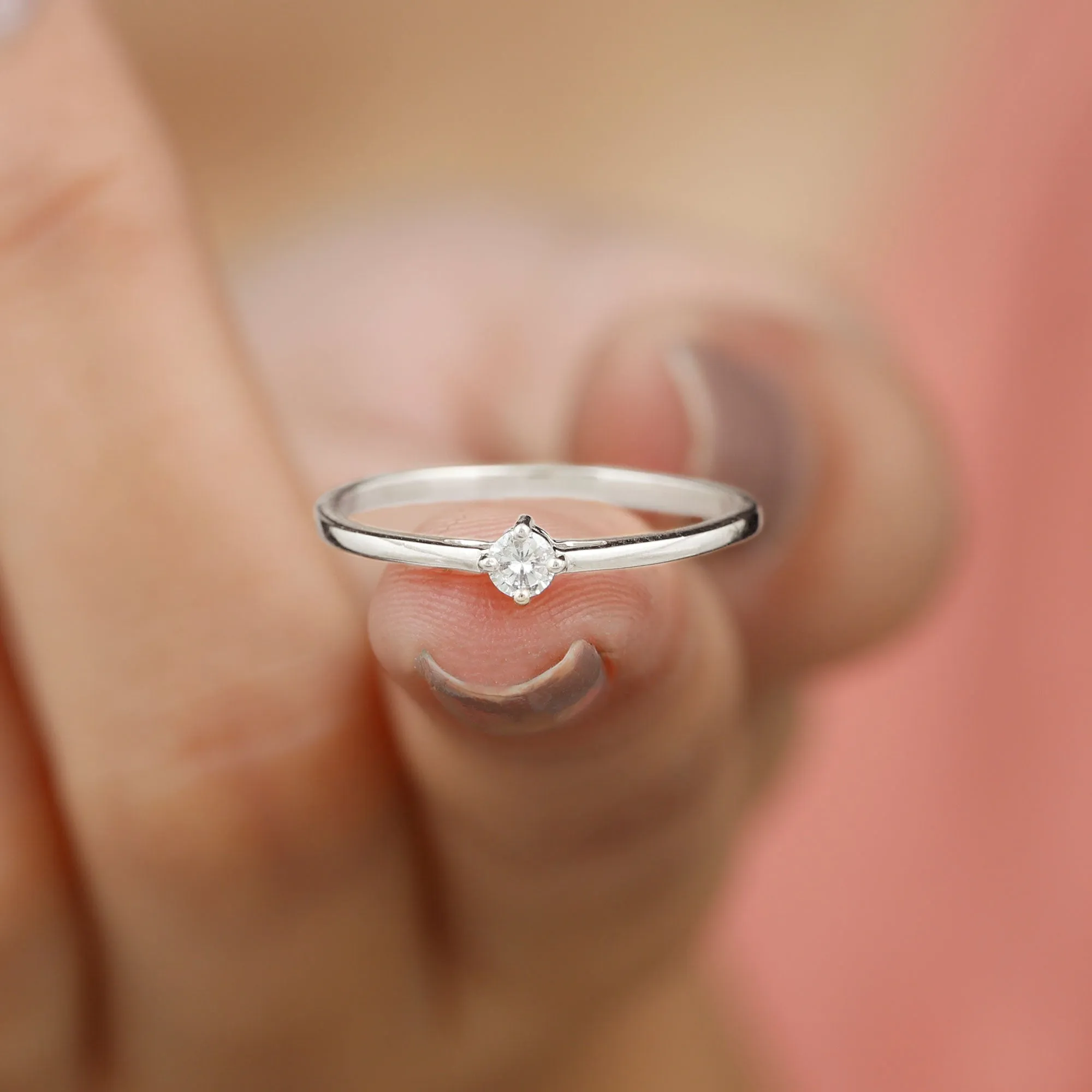 Diamond Solitaire Ring in 4 Prong Diagonal Setting