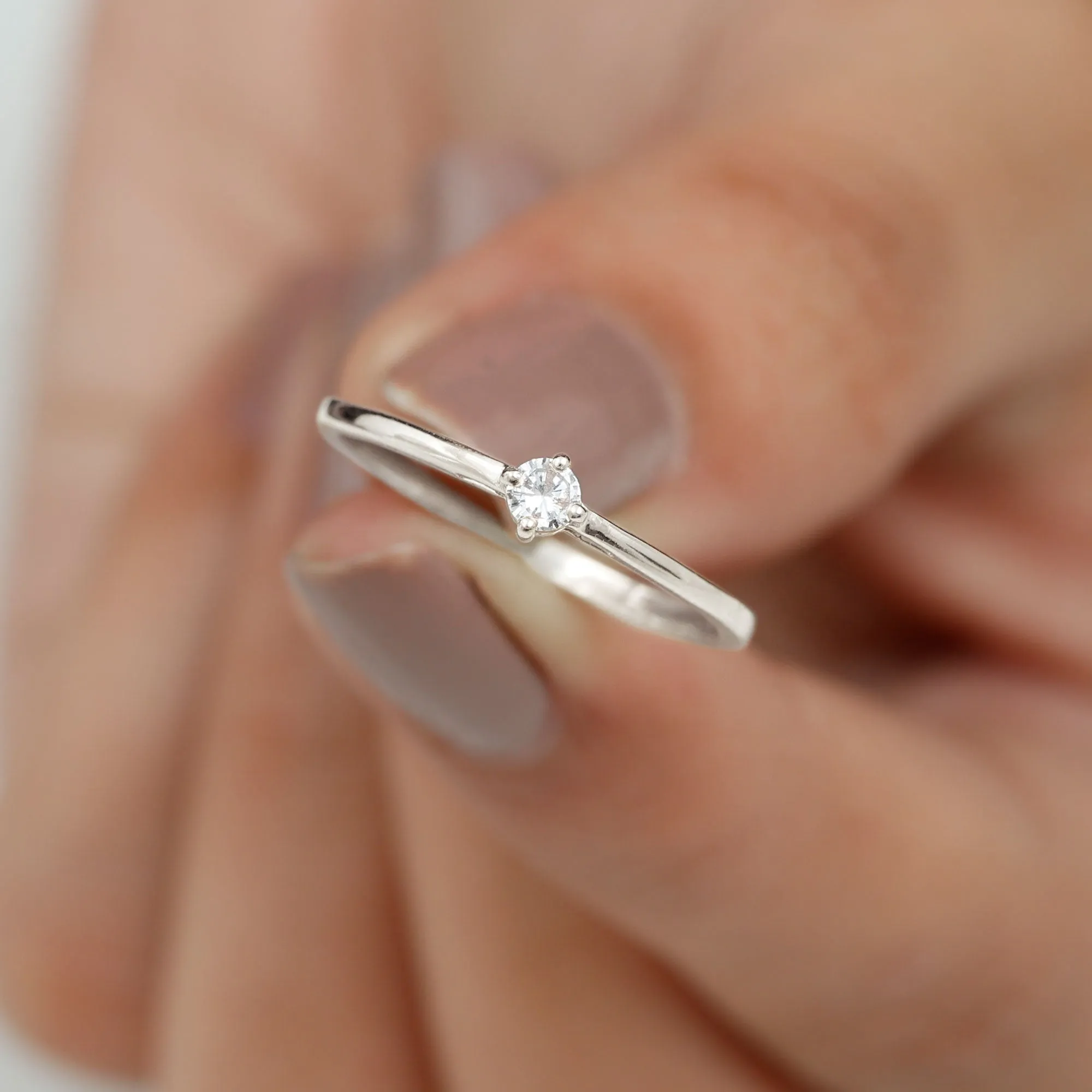 Diamond Solitaire Ring in 4 Prong Diagonal Setting