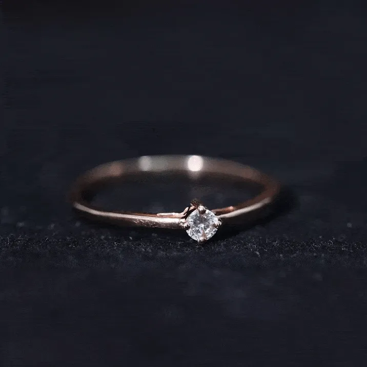 Diamond Solitaire Ring in 4 Prong Diagonal Setting