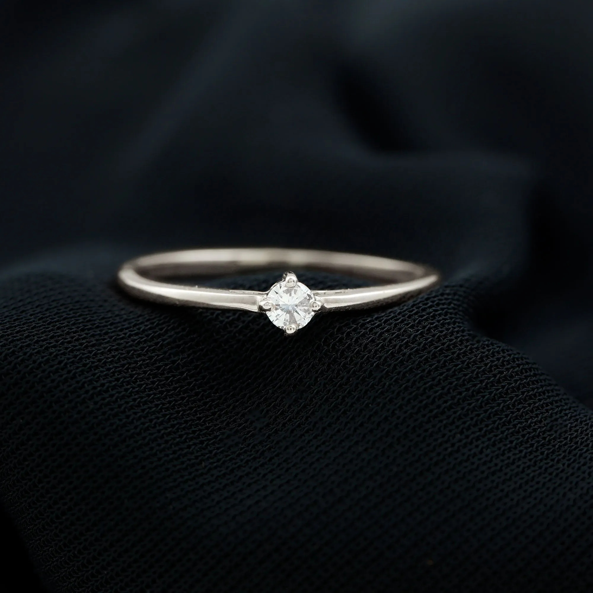 Diamond Solitaire Ring in 4 Prong Diagonal Setting