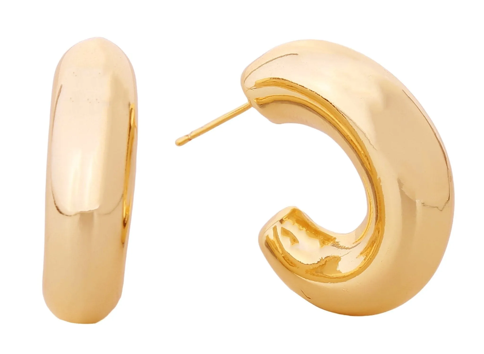 DJE310680 14K Puffy Hoop Post Earrings