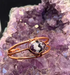 Dogtooth Amethyst Wirewrapped Copper Bracelet