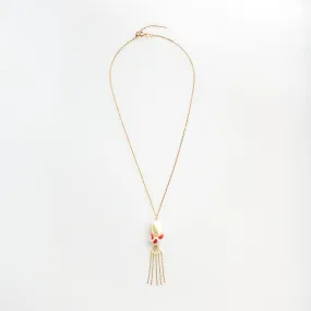 Dragon Princess Red Coral and Pearl Tassel Necklace