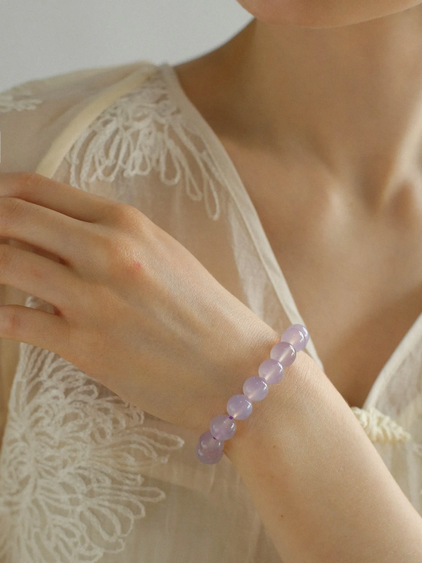 Dreamy Purple Chalcedony With Full Diamond Small Waist Bracelet