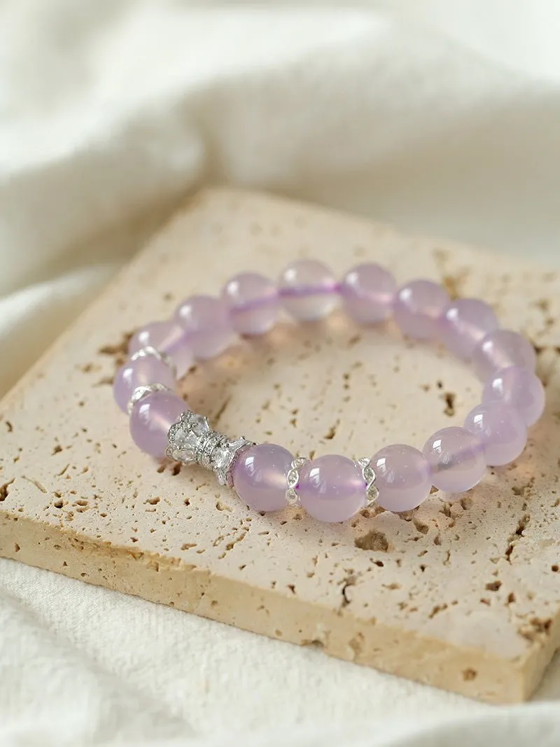 Dreamy Purple Chalcedony With Full Diamond Small Waist Bracelet