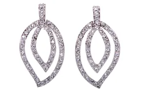 E7127 Drop Leaf Rhodium Plated Swarovski Elements Crystal Earring