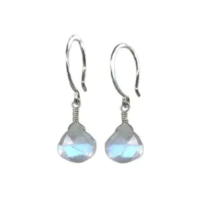 Earrings - Moon Shadow Rainbow Moonstone Gemstone Drops Sterling by Foamy Wader