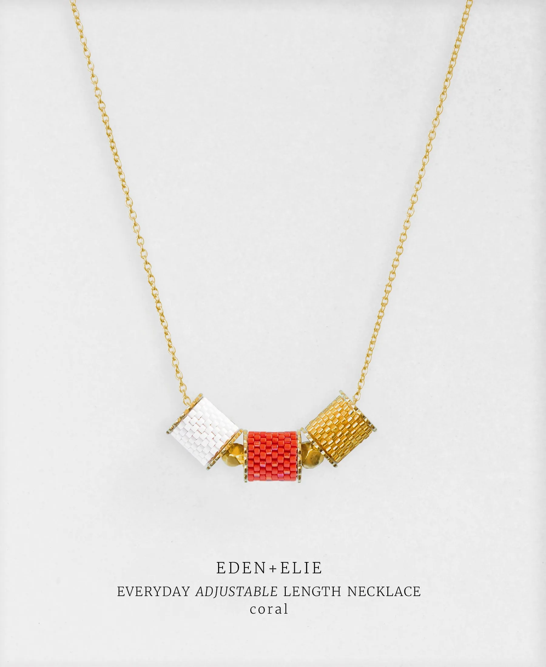 EDEN   ELIE Everyday Adjustable Length Necklace - coral red