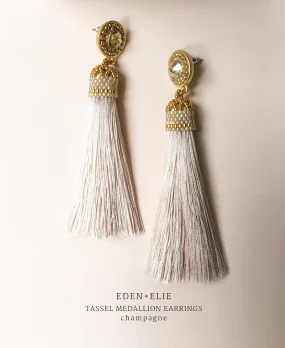 EDEN   ELIE silk tassel statement earrings - champagne