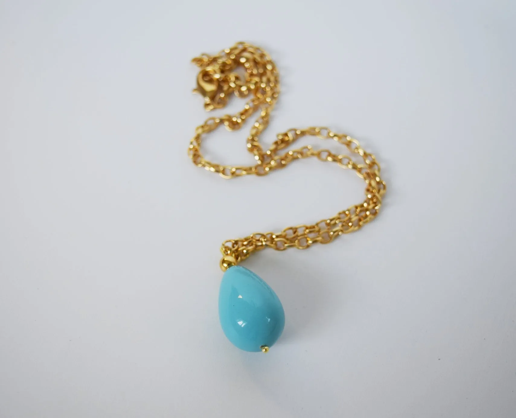 Edwardian Turquoise Pendant Necklace - Coral, Pearl, Turquoise Teardrop