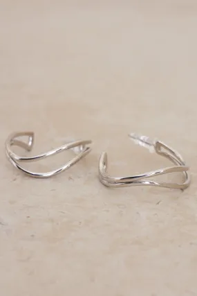 Elegance Double Hoop Earrings - Silver