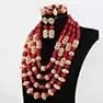 Elegant Celebrant Design Red Coral Beads embellished with Gold Balls Bridal Party African Nigerian Jewellery Set