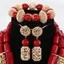 Elegant Celebrant Design Red Coral Beads embellished with Gold Balls Bridal Party African Nigerian Jewellery Set