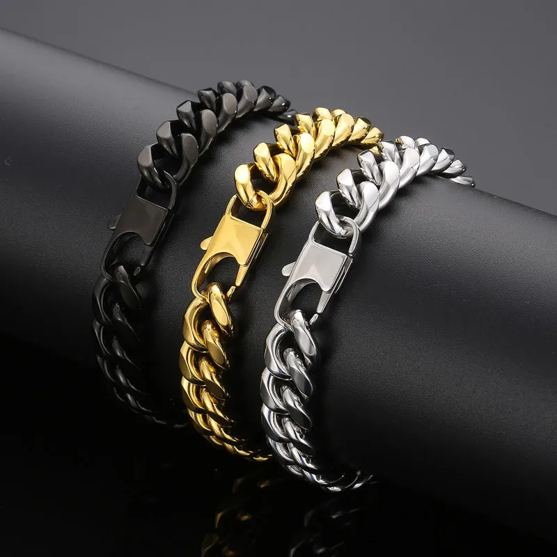 Elegant Multi-Color Double-Sided Polished Titanium Steel Men's Bracelet for Modern Style