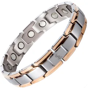 Elegant Titanium Magnetic Therapy Bracelet (Silver & Rose Gold)