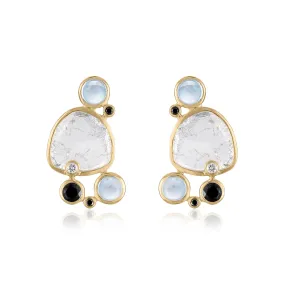 ENCHANTIA CLUSTER STUD EARRINGS MOONSTONES