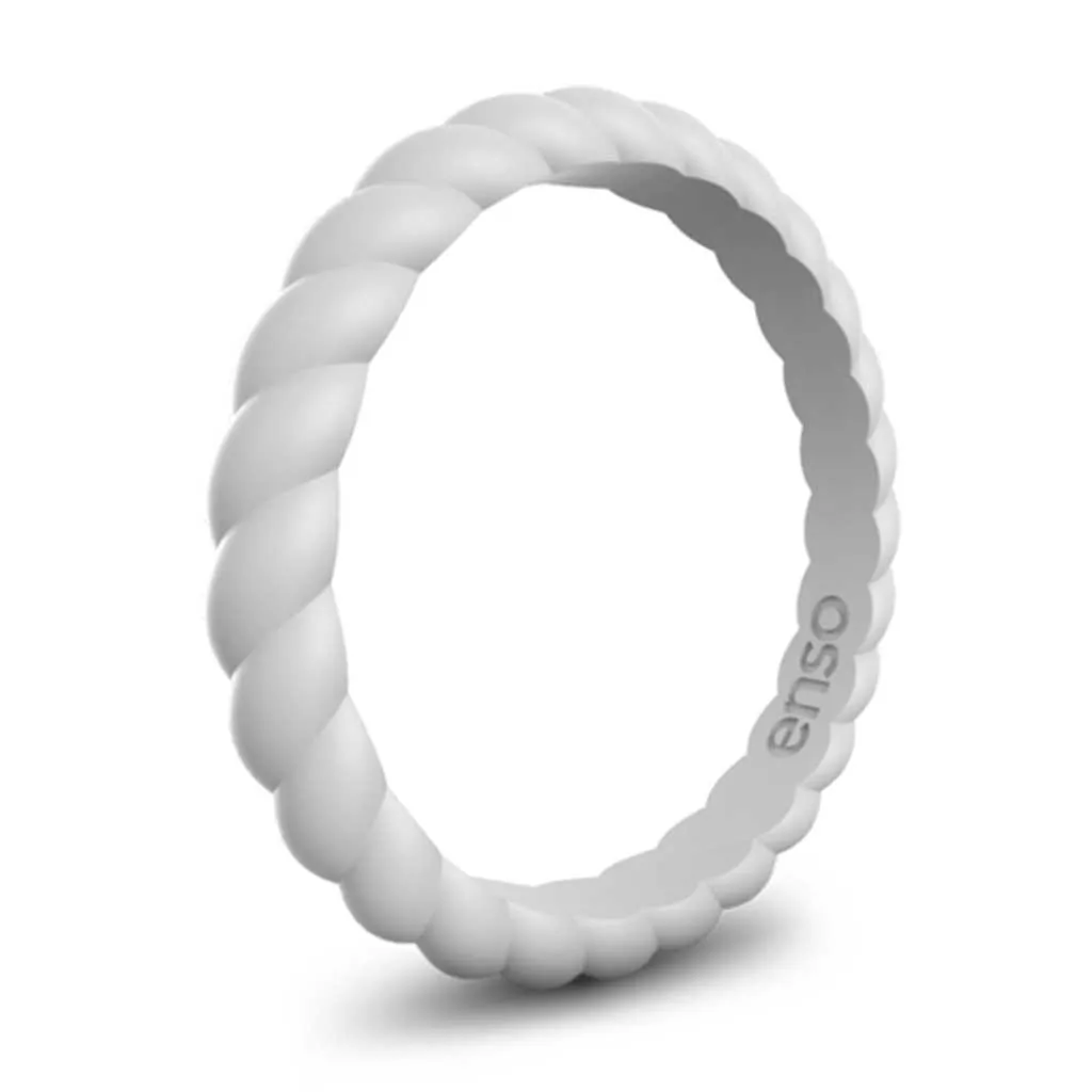 Enso Rings Braided Stackables Silicone Ring Double Pack - Grey/Pink