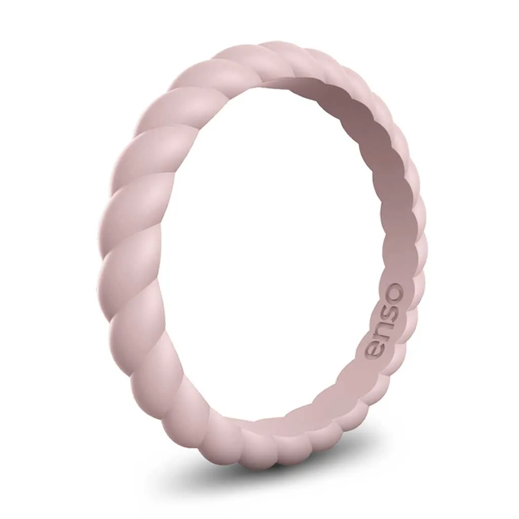 Enso Rings Braided Stackables Silicone Ring Double Pack - Grey/Pink