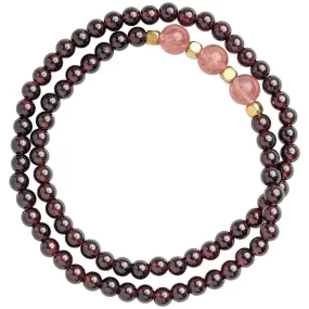 Enticing Garnet and Crystal Bead Bracelet with Sterling Silver