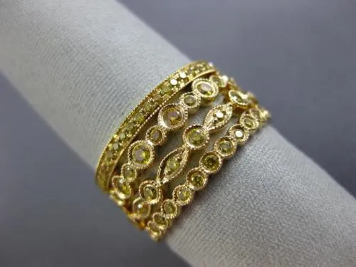 ESTATE WIDE 1.25CT FANCY YELLOW DIAMOND 18K YELLOW GOLD ETERNITY STACKABLE RINGS