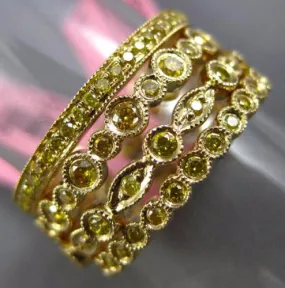 ESTATE WIDE 1.25CT FANCY YELLOW DIAMOND 18K YELLOW GOLD ETERNITY STACKABLE RINGS