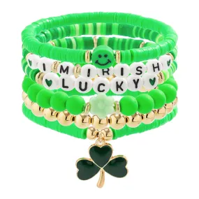 European and American Festival Gifts, Lucky Clover Letter Bracelet, Elegant Green Beaded Beer Festival Jewelry