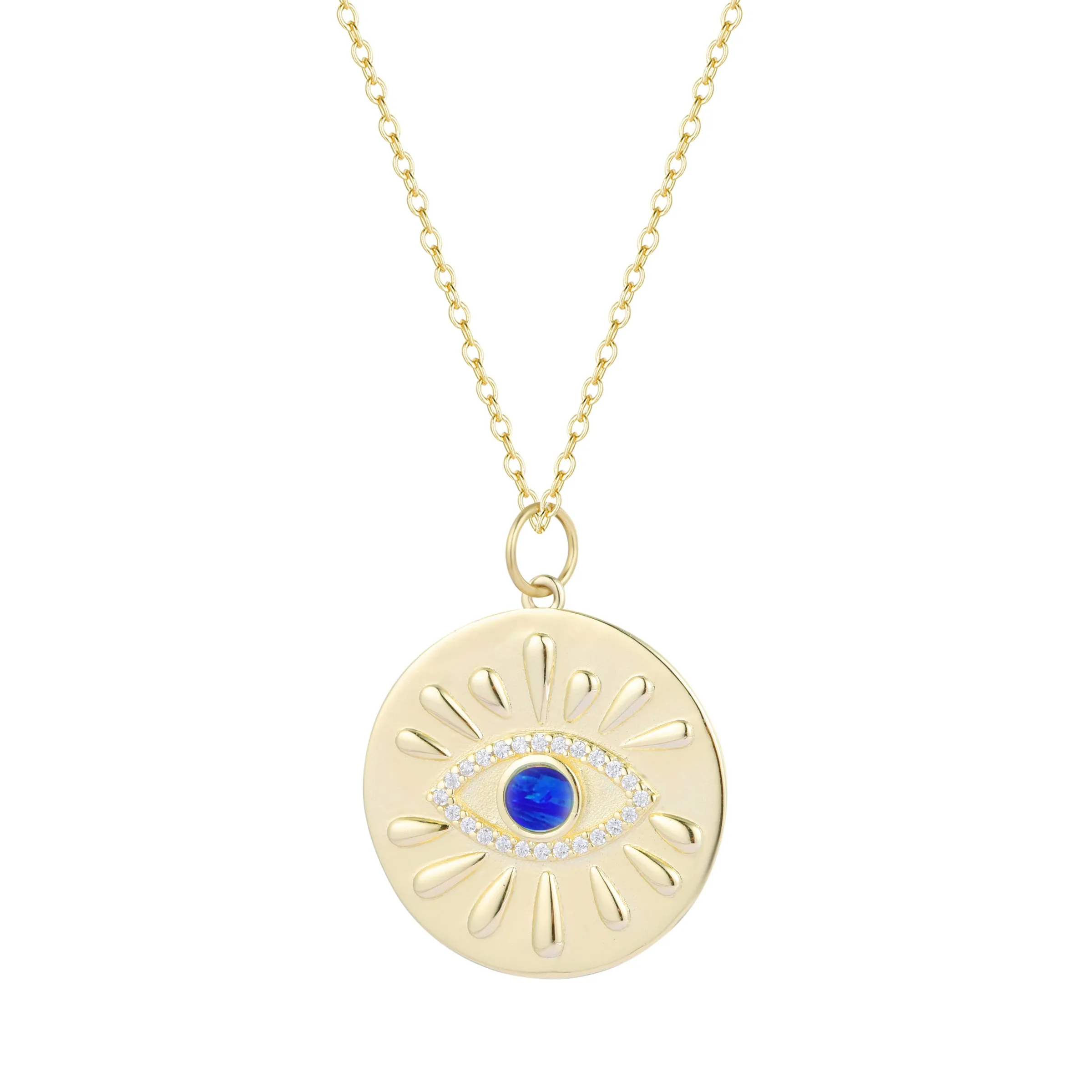 Evil Eye Opal Medallion Necklace