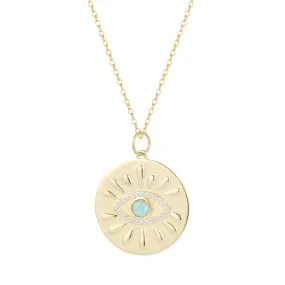 Evil Eye Opal Medallion Necklace