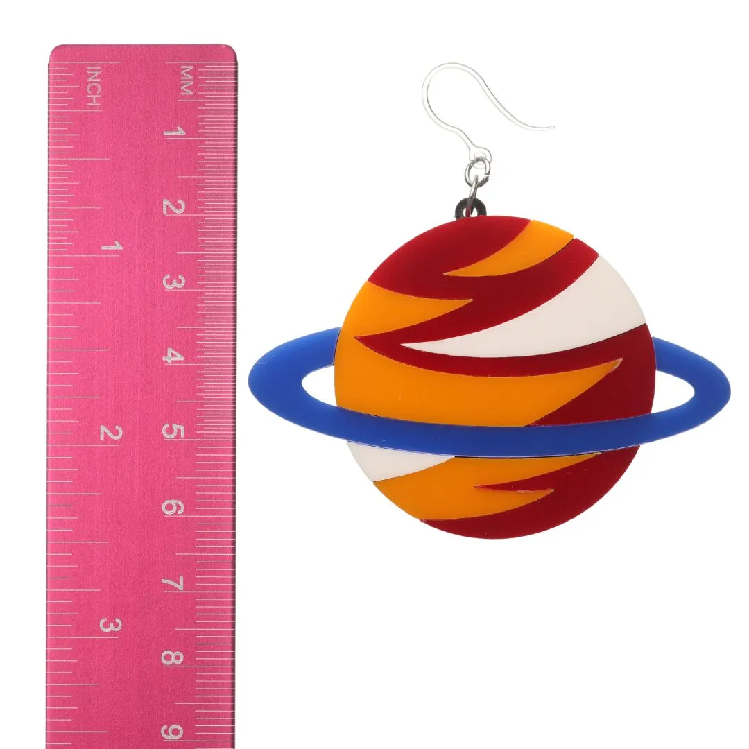 Exaggerated Saturn Dangles Hypoallergenic Earrings for Sensitive Ears Made with Plastic Posts