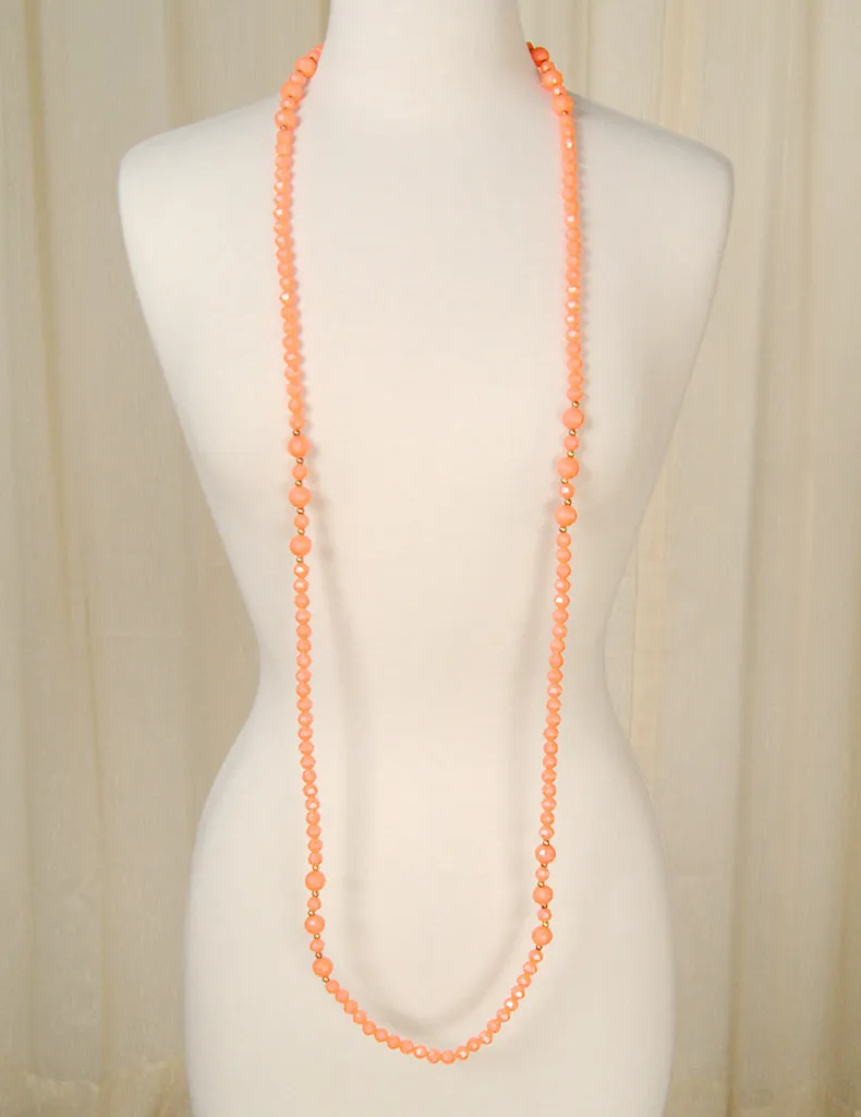 Extra Long Coral Bead necklace