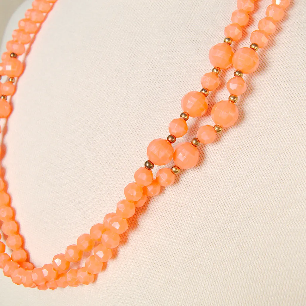 Extra Long Coral Bead necklace