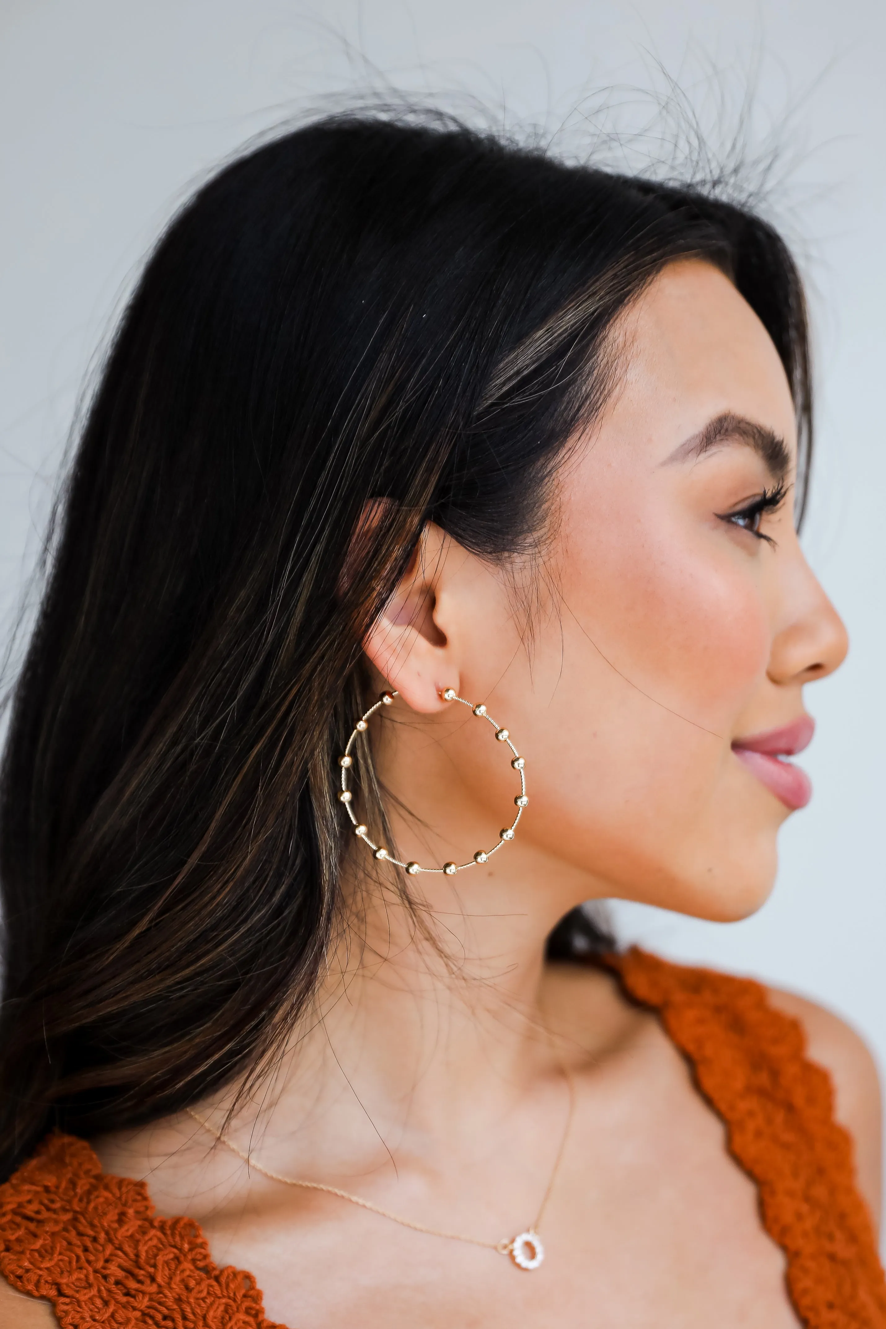 FINAL SALE - Alyssa Large Gold Ball Hoop Earrings