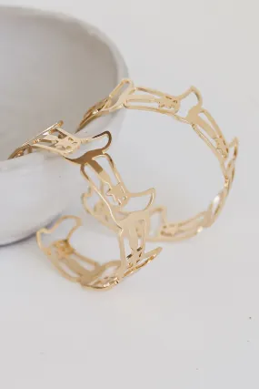 FINAL SALE - Delaney Gold Cowboy Boot Hoop Earrings