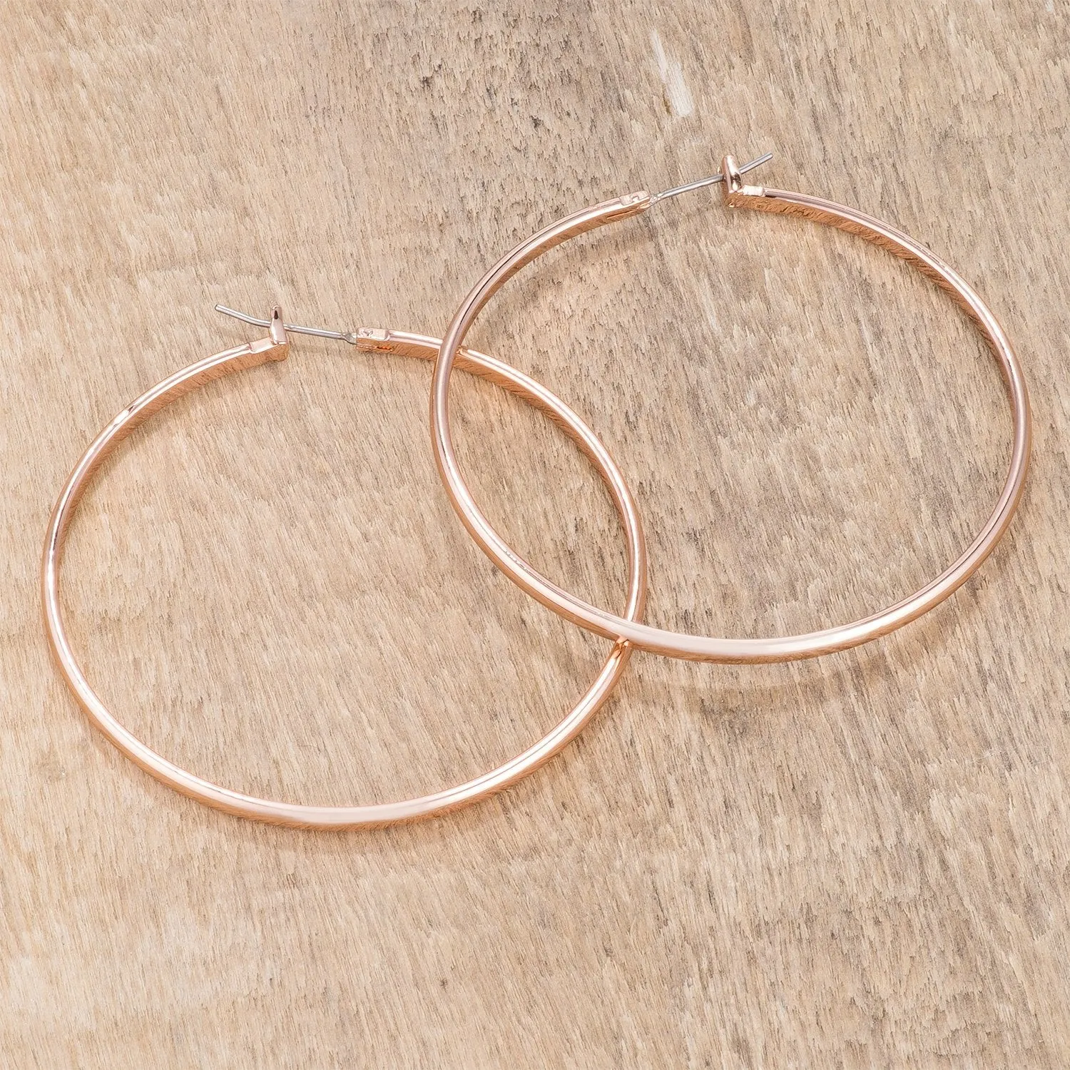 Flavia Rose Gold Large Hoop Earrings | 55mm