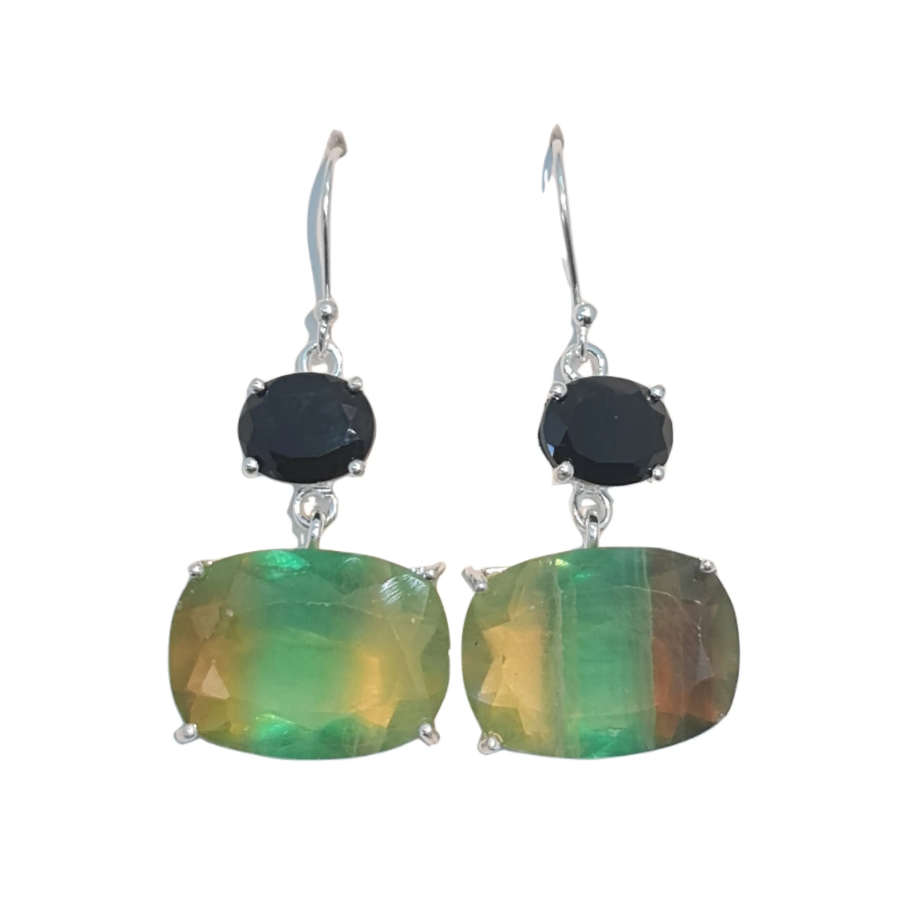 Flourite Black Onyx Drop Earrings