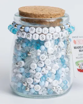 Frosty Blue and Metallic Silver Letter Christmas DIY Bead Jar