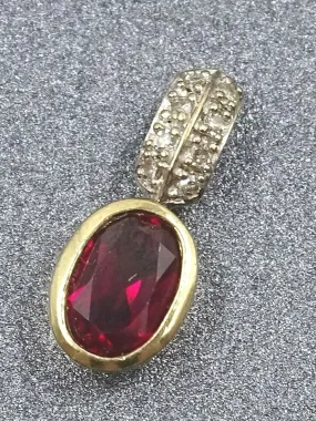 Garnet & Diamond 9ct Yellow Gold Pendant