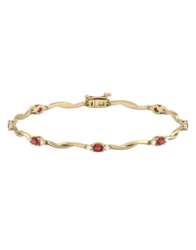 Garnet Bracelet - 10ct Yellow Gold Garnet & Diamond Bracelet - 787942