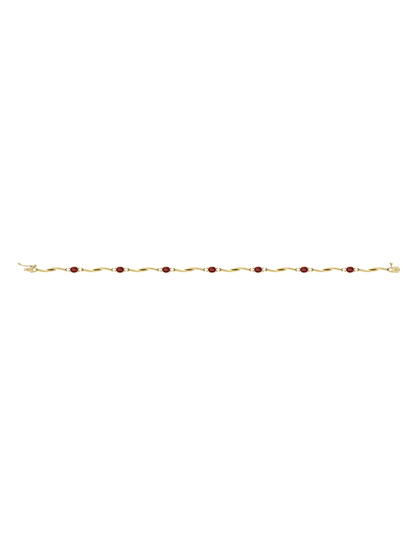 Garnet Bracelet - 10ct Yellow Gold Garnet & Diamond Bracelet - 787942