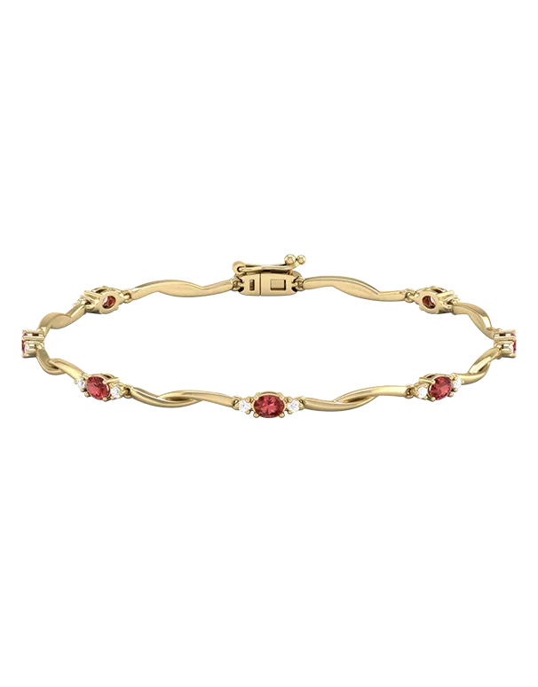 Garnet Bracelet - 10ct Yellow Gold Garnet & Diamond Bracelet - 787942