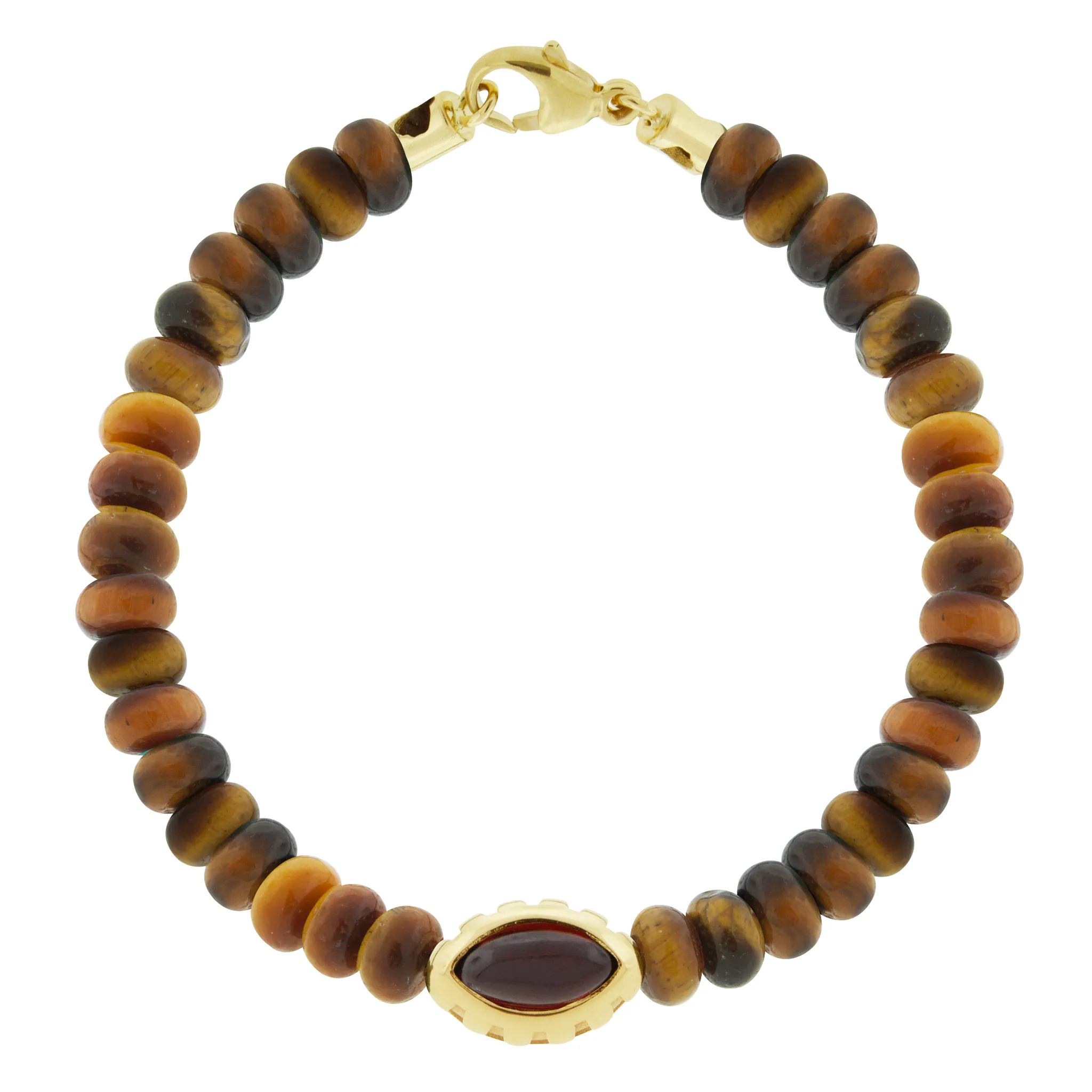 Garnet Eye of the Idol Tiger's Eye Bead Bracelet with Clasp