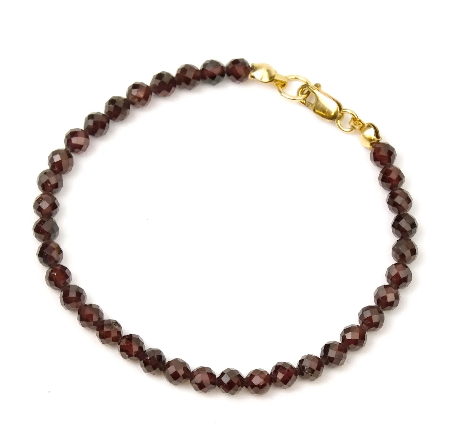 Garnet Faceted 4mm Round Bracelet with Gold Filled Lobster Claw Clasp