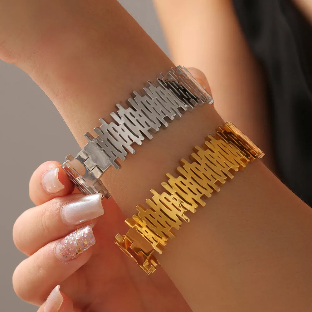 Geometric Personality Gold-Plated Vertical Stripe Bracelet