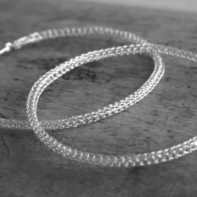 Giant Silver Hoop Earrings , Silver Wire Crochet Jewelry , Fashion Jewelry , Unique Design