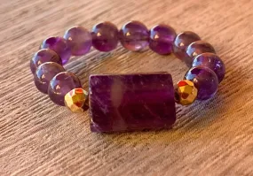 Gina Handmade Amethyst Beaded Expandable Ring