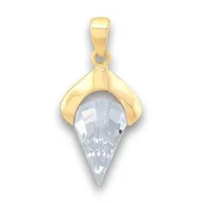 Gold Brass Pendant with AAA Grade CZ in Clear for Women Clear Stone Color Style LOA632 Size One Size